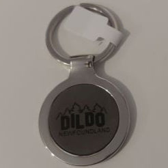 Chrome Key Chain (round) with grey or black leather insert