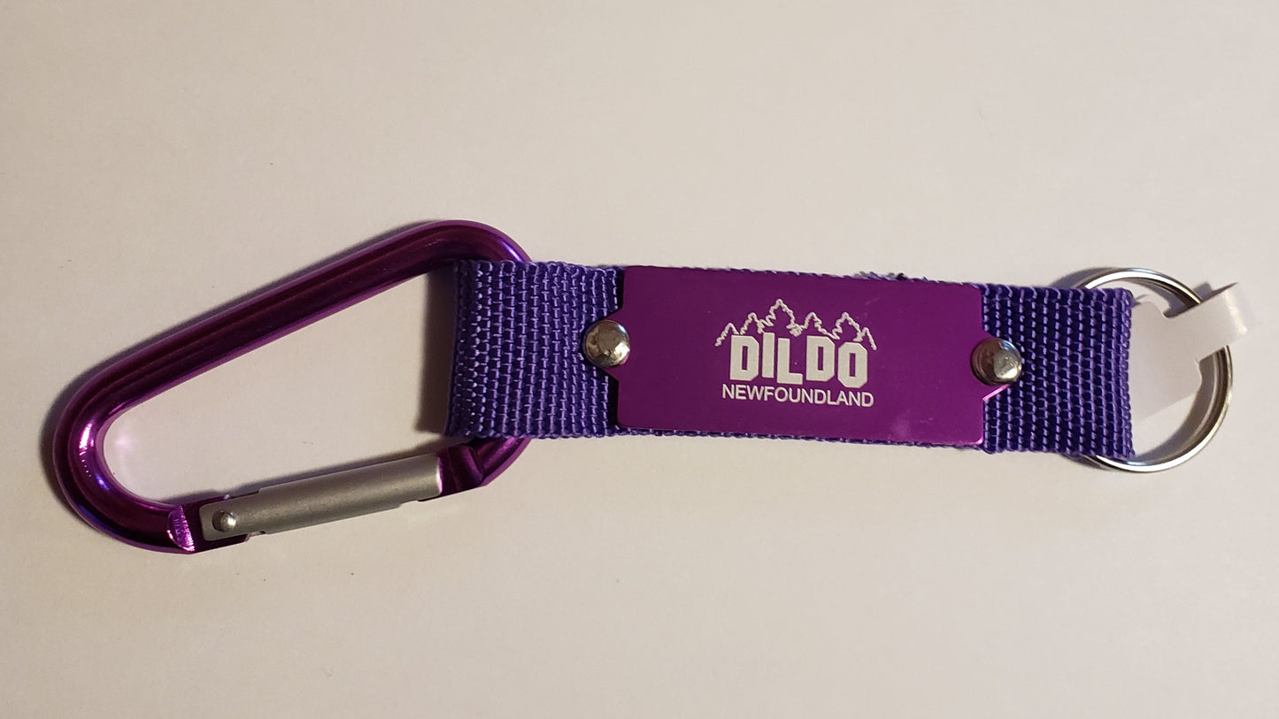 Carabiner Key Chain engraved with Dildo Hill Sign Logo Available In 5 Colours