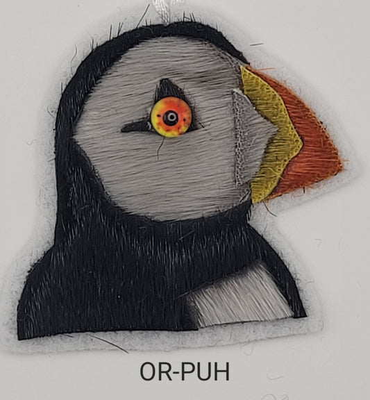 Seal skin puffin head ornament OR-PUH